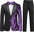 Boy's 2-Piece Purple Sequin Branches Black Suit Tuxedo