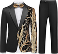Boy's 2-Piece Gold Sequin Branches Black Suit Tuxedo