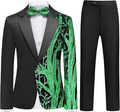 Boy's 2-Piece Green Sequin Branches Black Suit Tuxedo