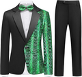 Boy's 2-Piece Green Sequin Water Ripples Black Dress