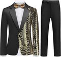 Boy's 2-Piece Gold Sequin Water Ripples Black Dress
