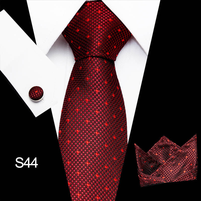 Red Tie Pocket Square Cufflinks Suit