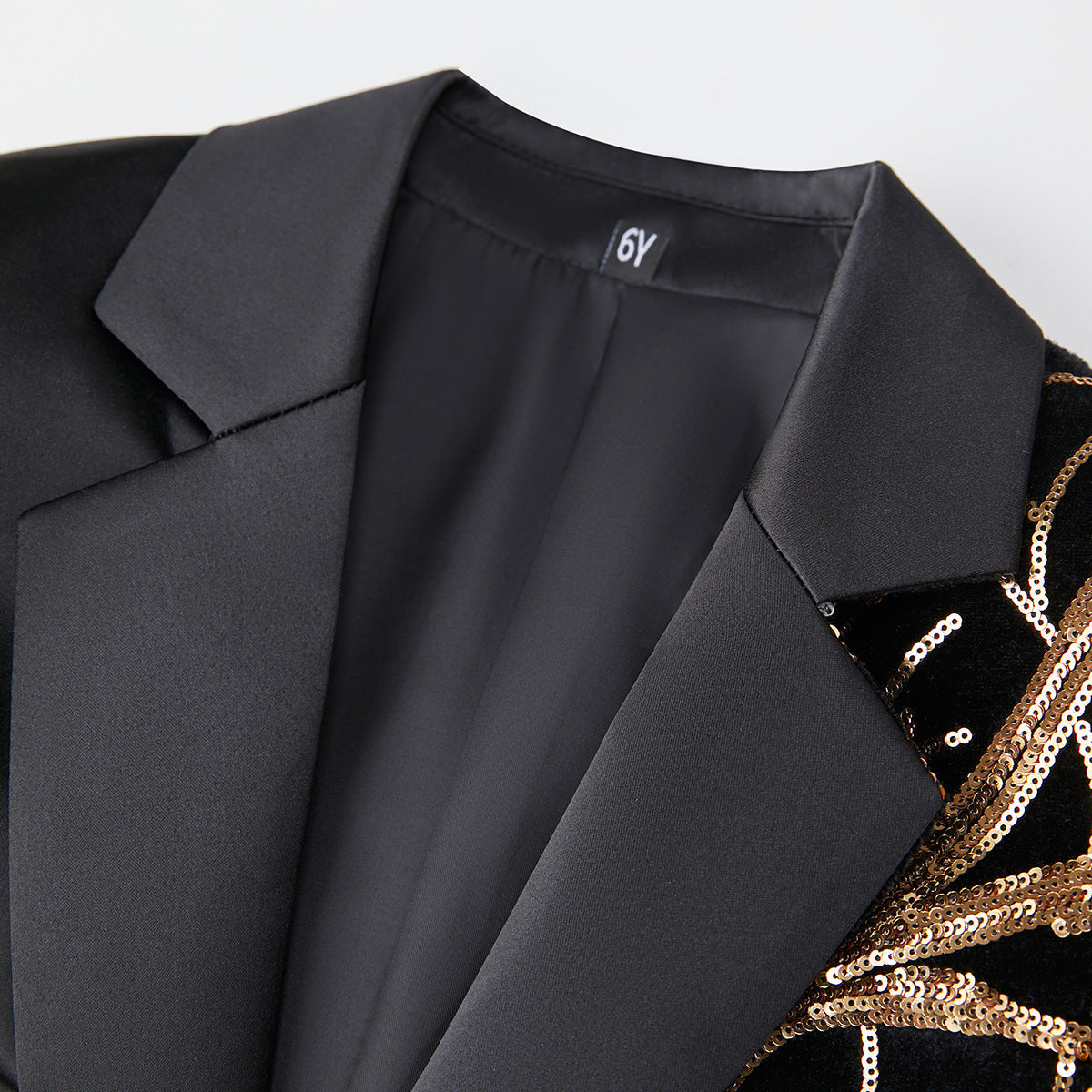 Boy's 2-Piece Gold Sequin Branches Black Suit Tuxedo