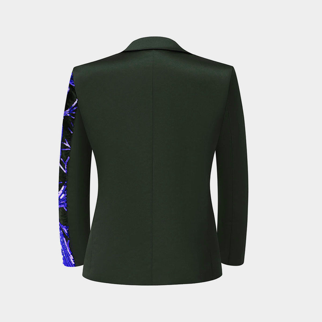 Boy's 2-Piece Navy Sequin Branches Black Suit Tuxedo