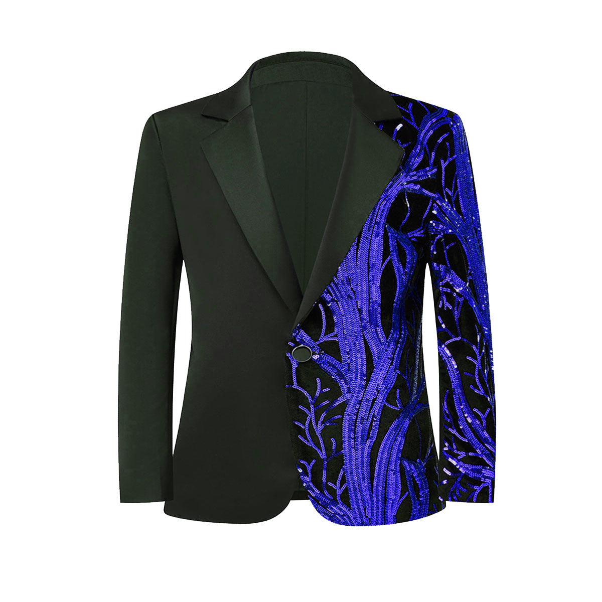 Boy's 2-Piece Navy Sequin Branches Black Suit Tuxedo