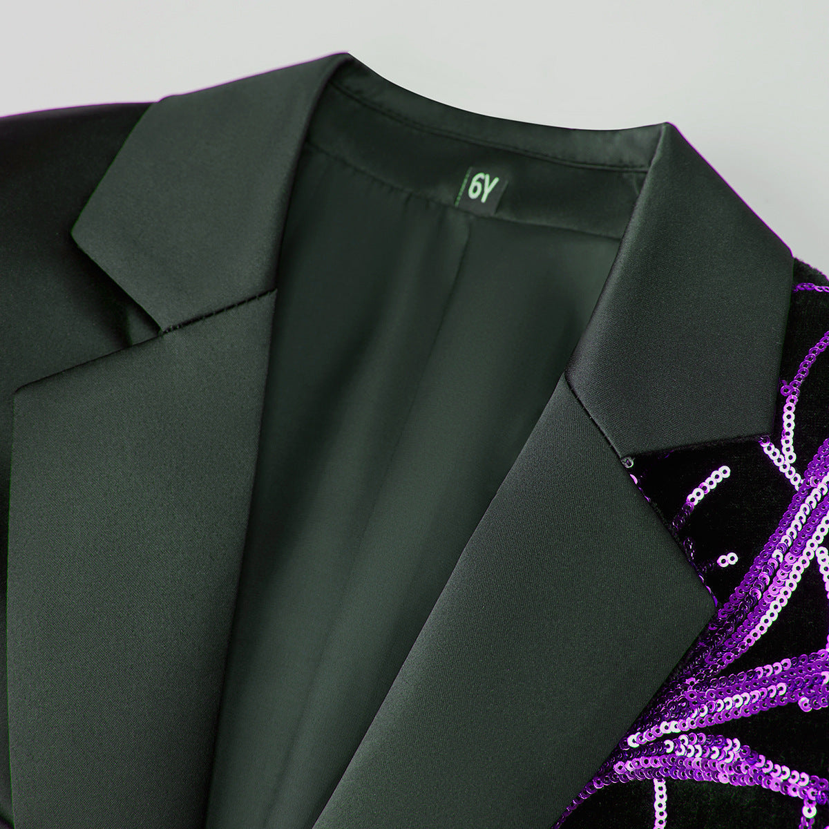 Boy's 2-Piece Purple Sequin Branches Black Suit Tuxedo