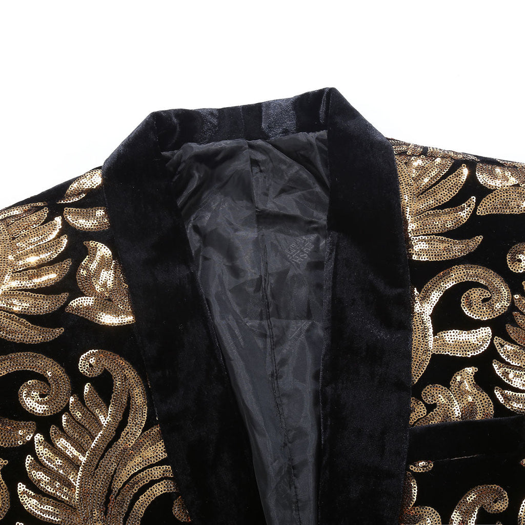 Boy's 2-Piece Black Sparkle Floral Sequin Dress