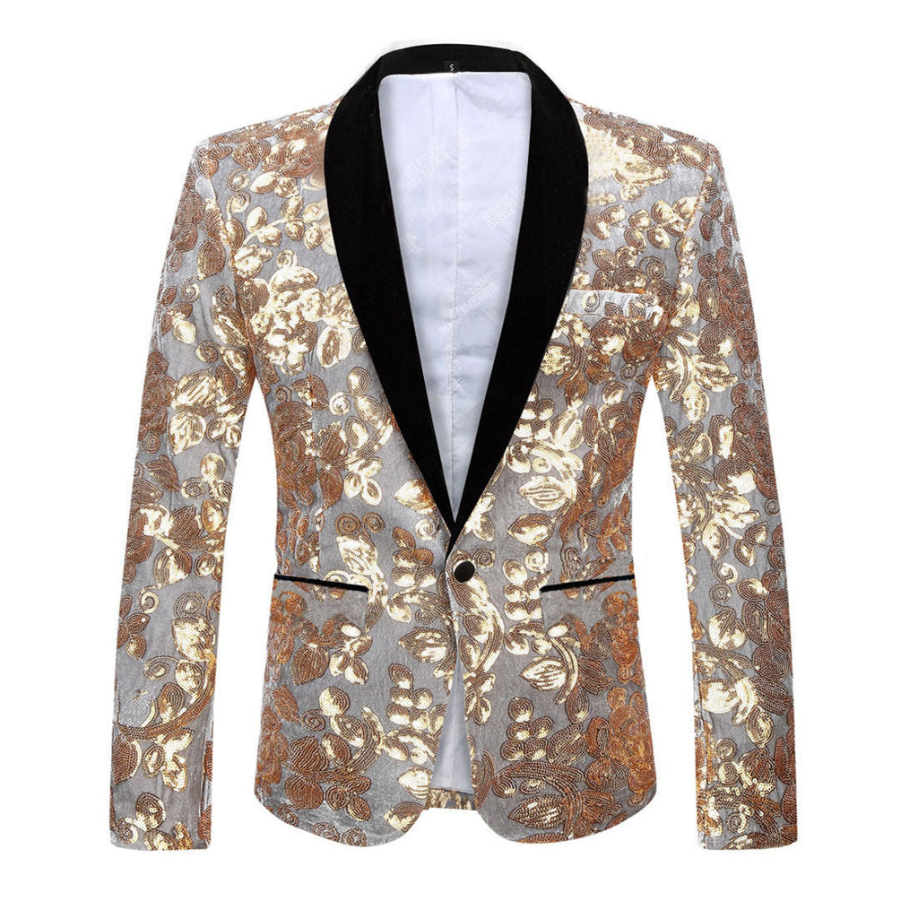 Boy's 2-Piece Gold Sparkle Floral Sequin Dress
