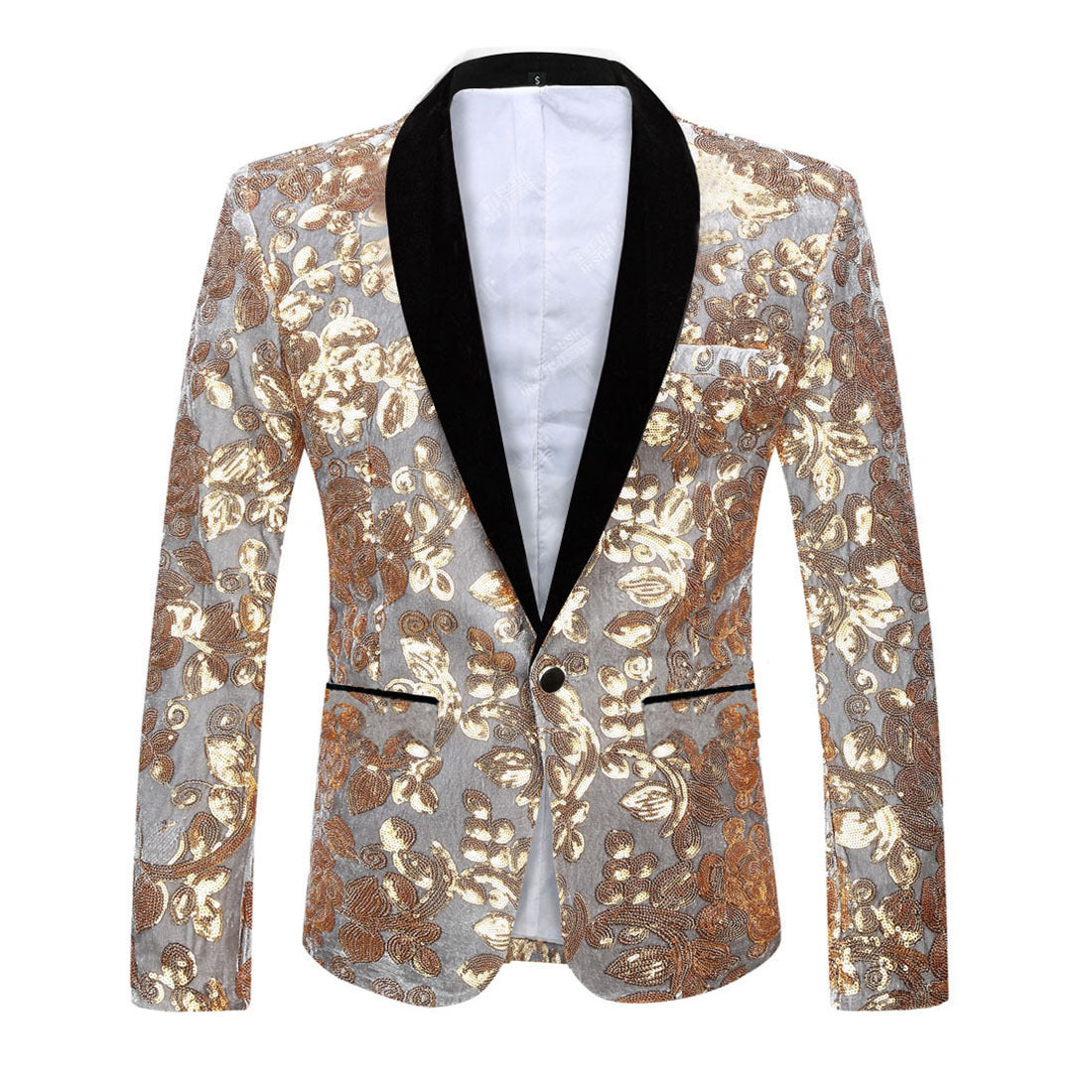 Boy's 2-Piece Gold Sparkle Floral Sequin Dress