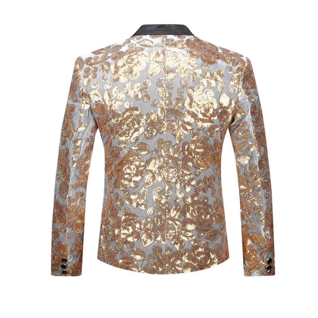 Boy's 2-Piece Gold Sparkle Floral Sequin Dress