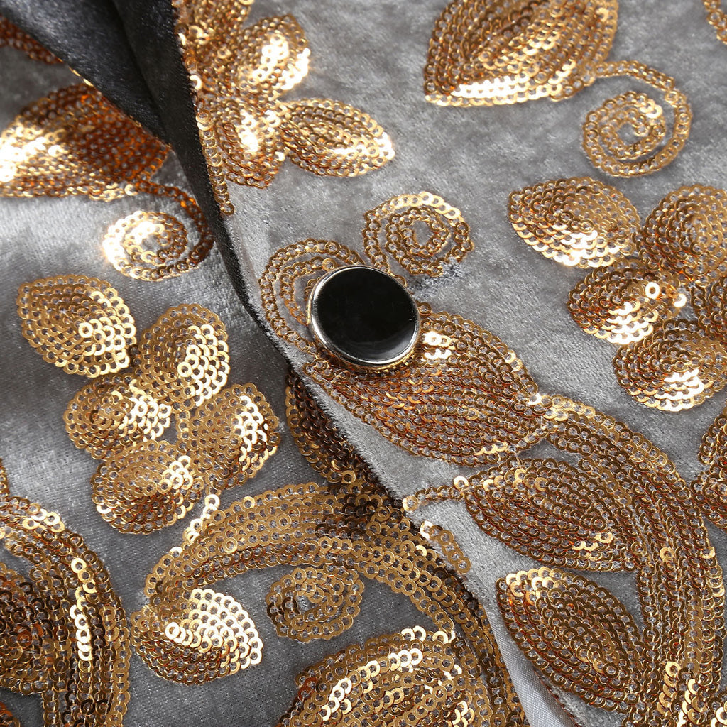 Boy's 2-Piece Gold Sparkle Floral Sequin Dress