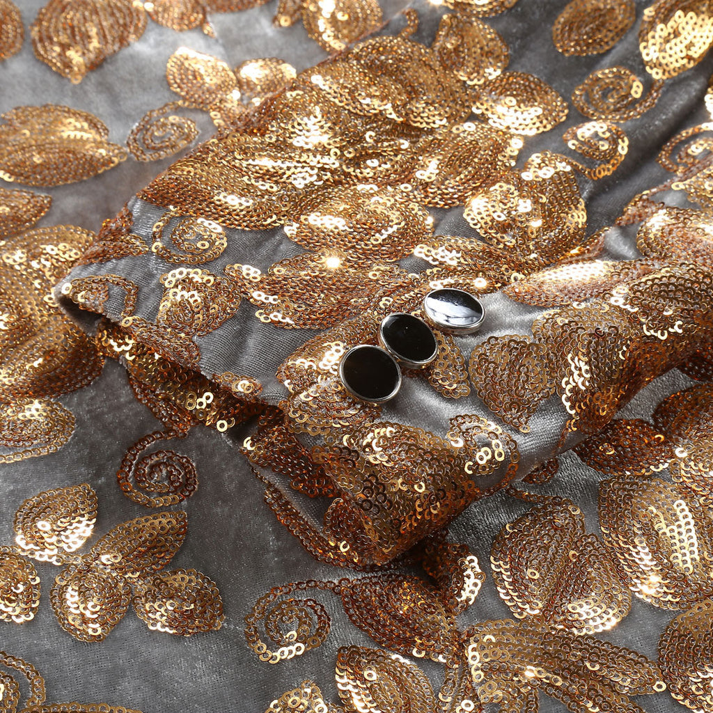 Boy's 2-Piece Gold Sparkle Floral Sequin Dress