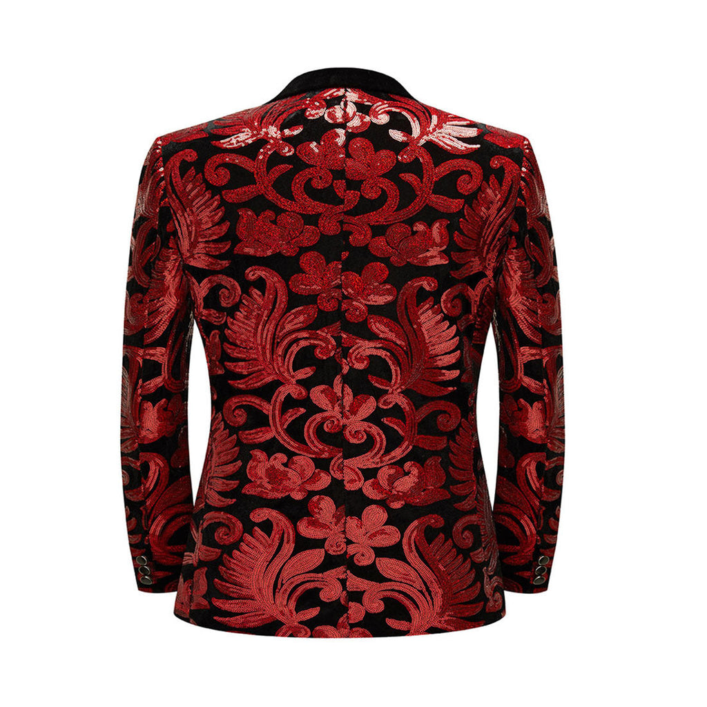 Boy's 2-Piece Red Sparkle Floral Sequin Dress