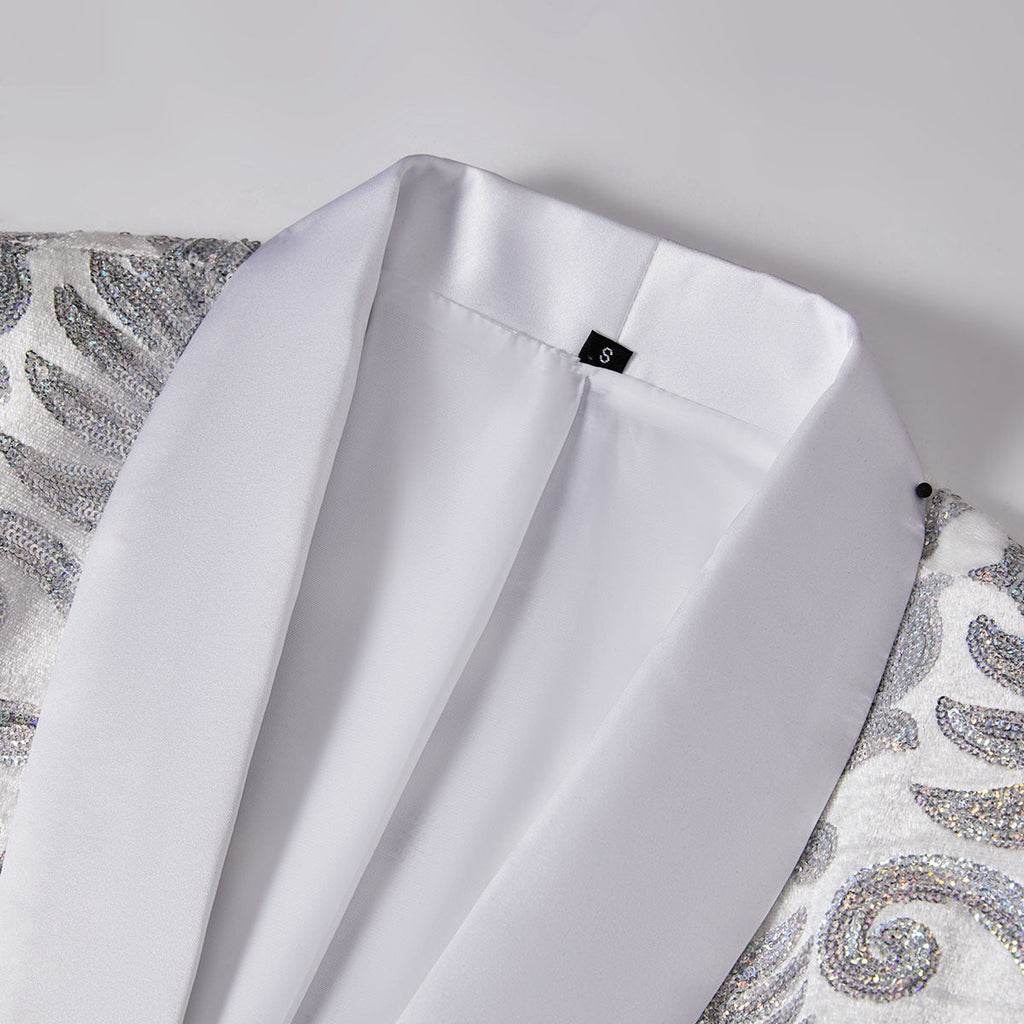 Boy's 2-Piece  White  Sparkle Floral Sequin Dress