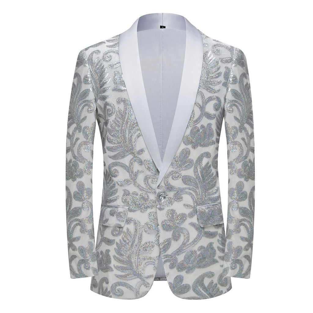 Boy's 2-Piece  White  Sparkle Floral Sequin Dress