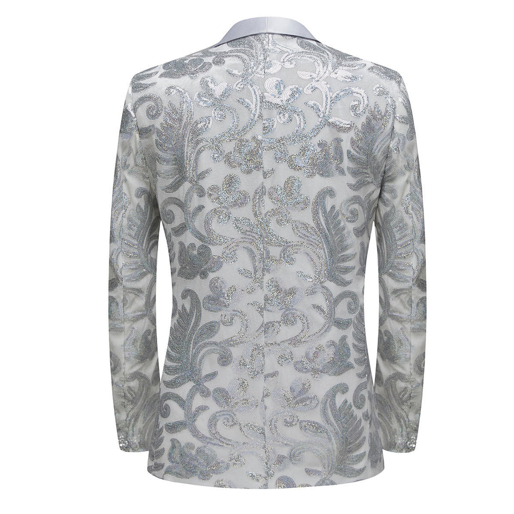 Boy's 2-Piece  White  Sparkle Floral Sequin Dress
