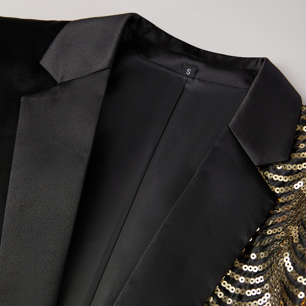 Boy's 2-Piece Gold Sequin Water Ripples Black Dress