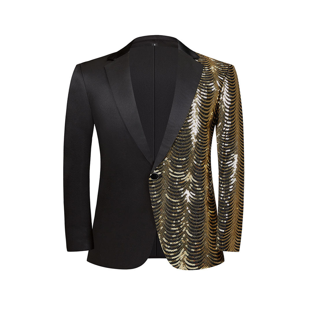 Boy's 2-Piece Gold Sequin Water Ripples Black Dress