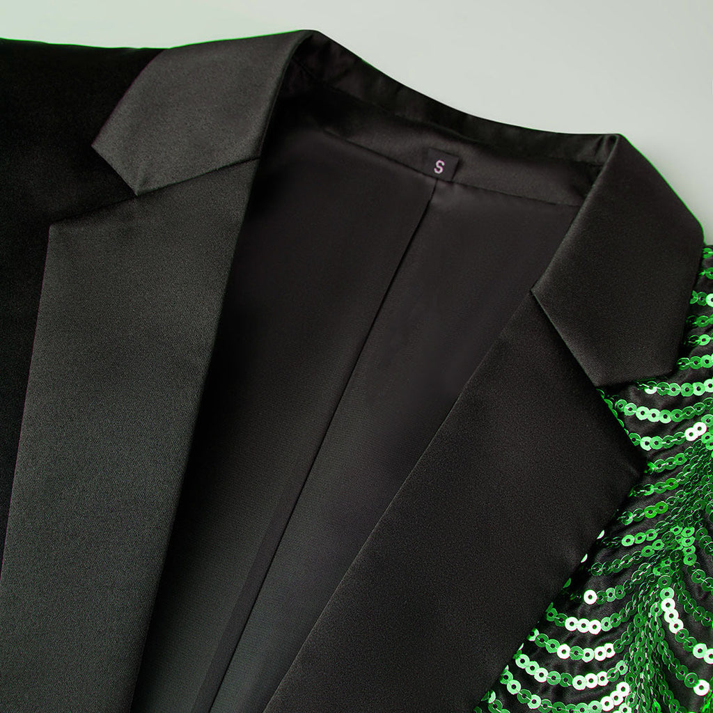 Boy's 2-Piece Green Sequin Water Ripples Black Dress