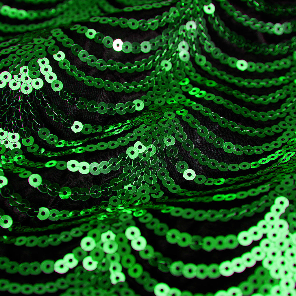 Boy's 2-Piece Green Sequin Water Ripples Black Dress