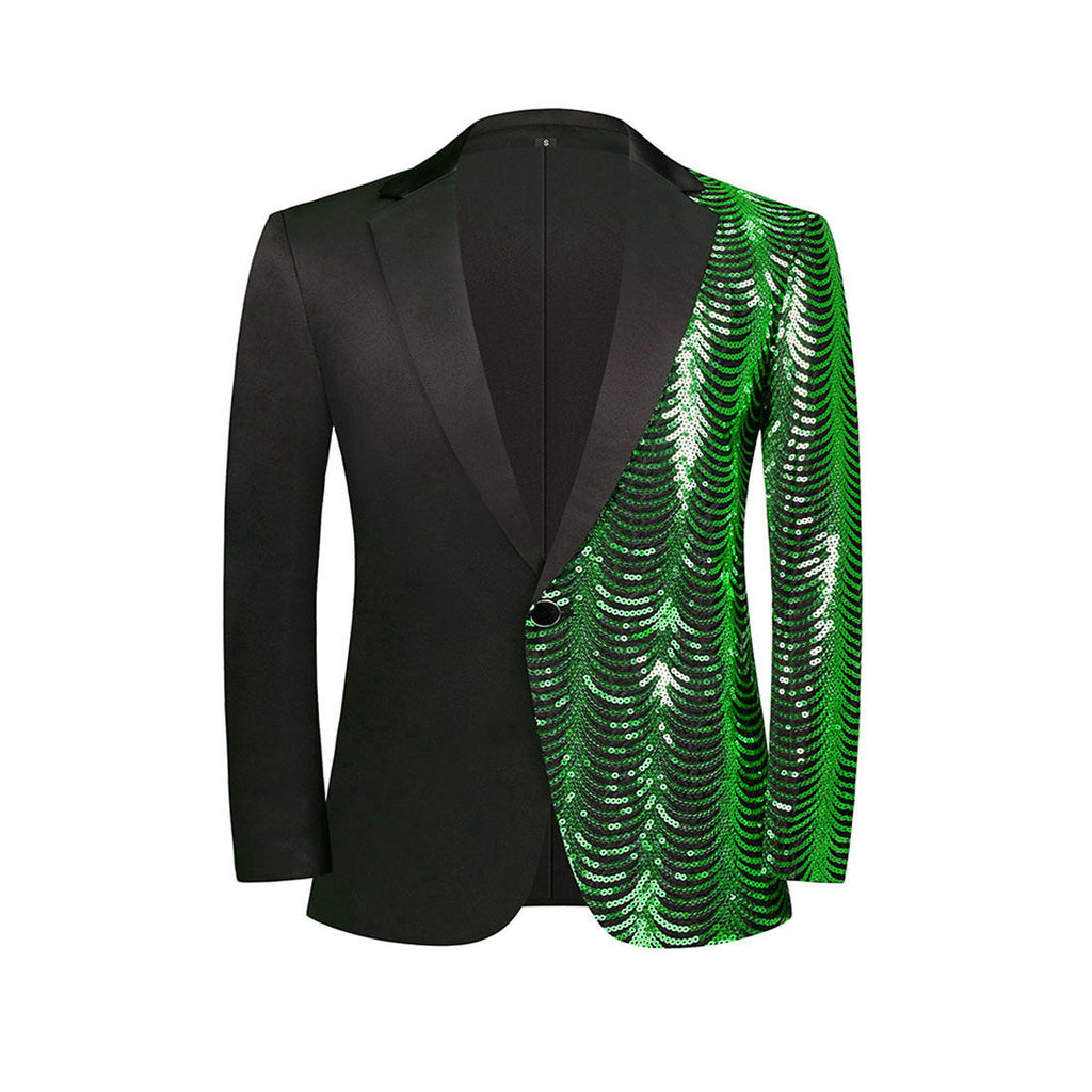 Boy's 2-Piece Green Sequin Water Ripples Black Dress