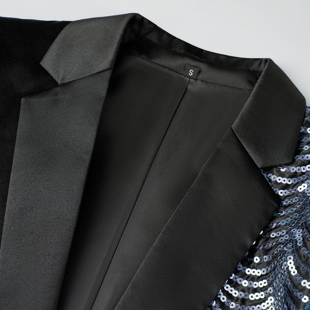 Boy's 2-Piece Silver Sequin Water Ripples Black Dress