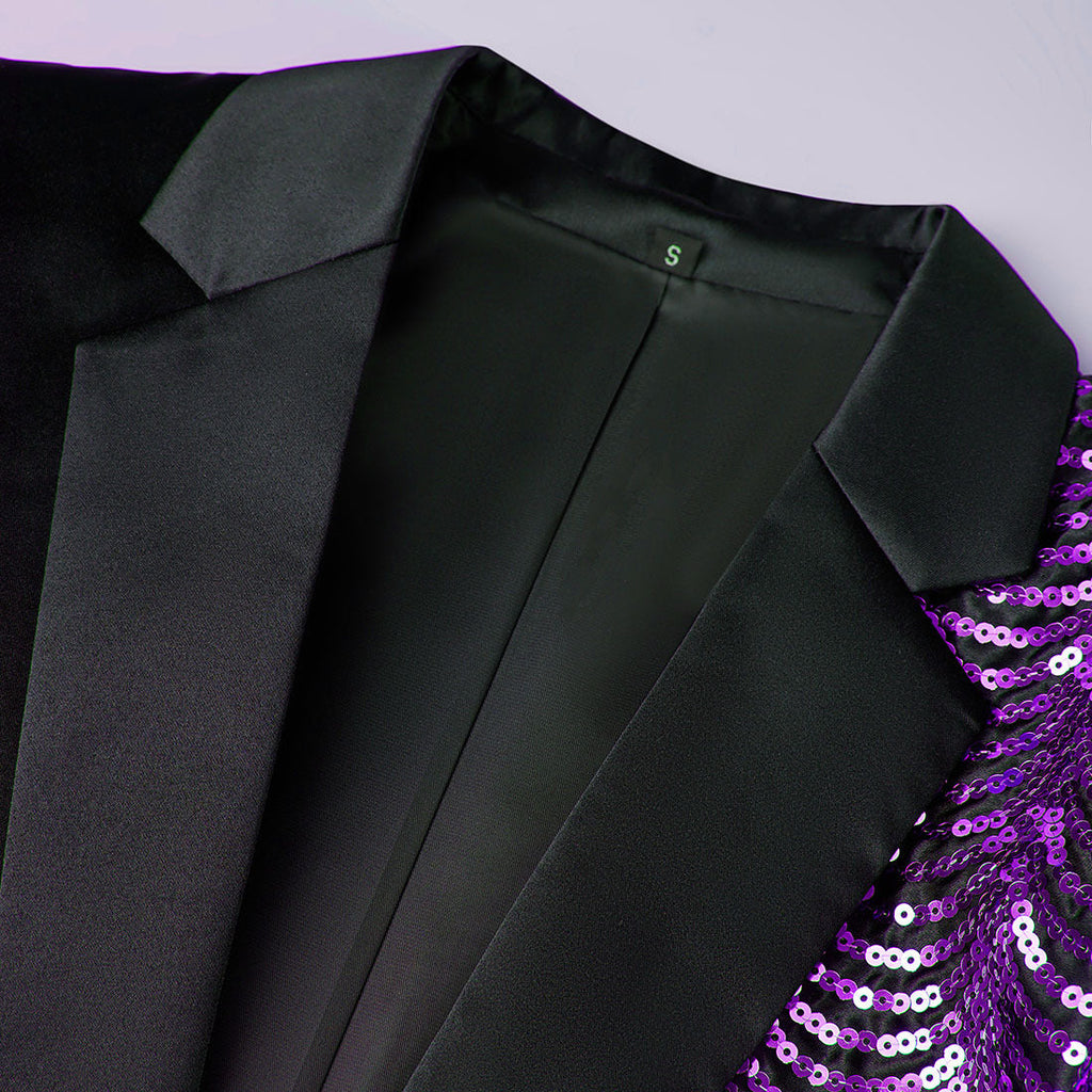 Boy's 2-Piece Purple Sequin Water Ripples Black Dress