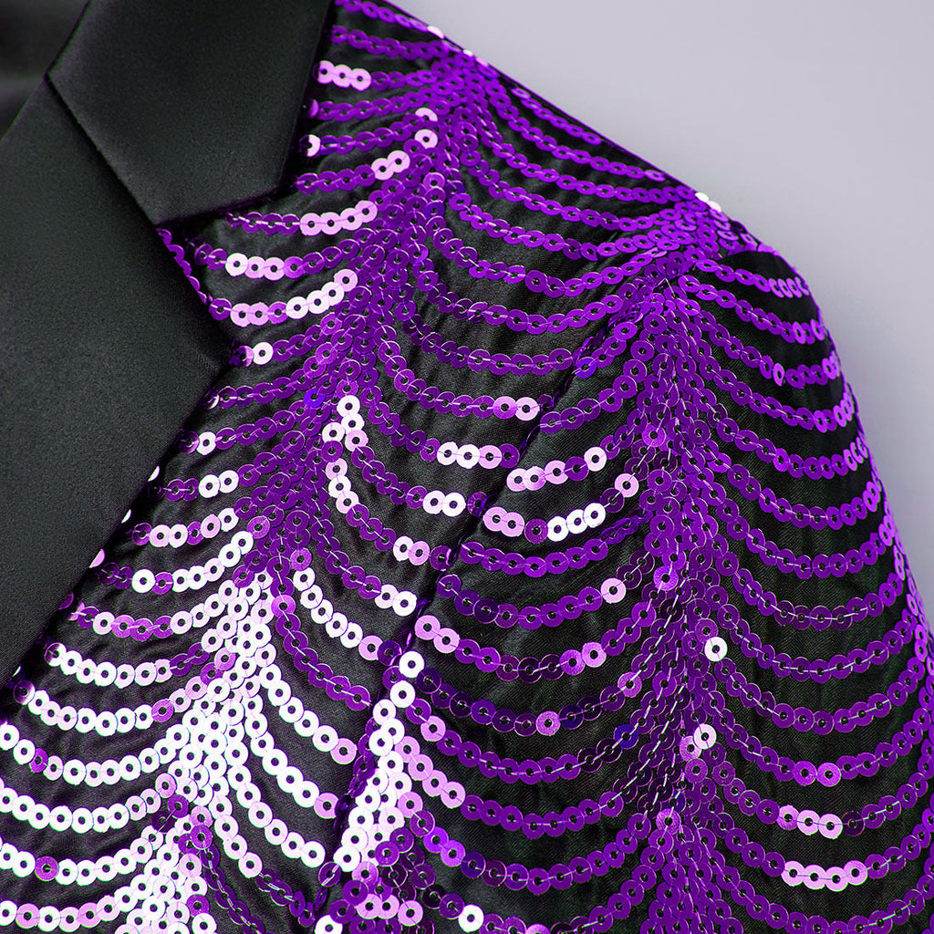 Boy's 2-Piece Purple Sequin Water Ripples Black Dress