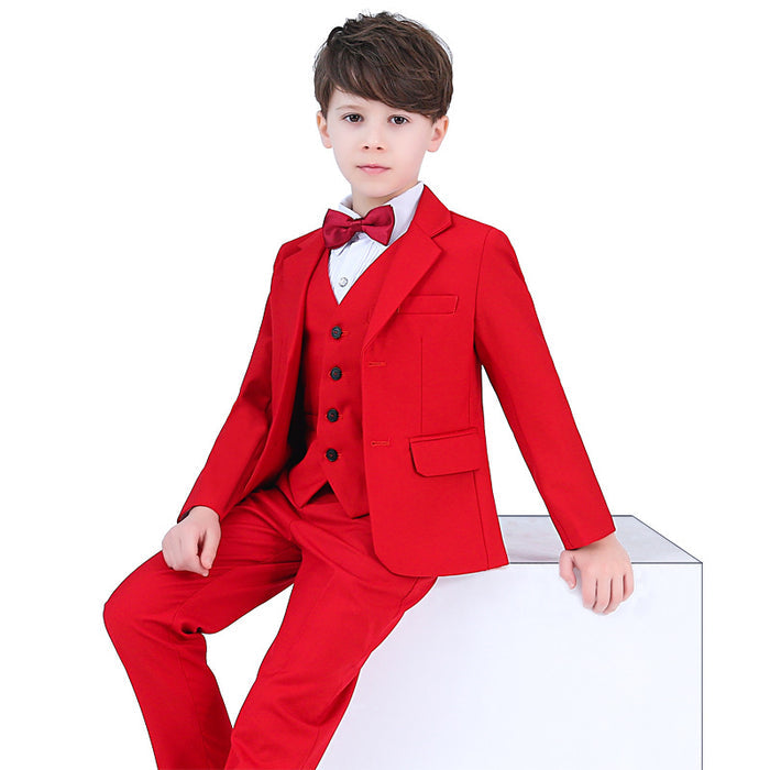 Boy's 3-Piece Notched Lapel Sylish Red Suit