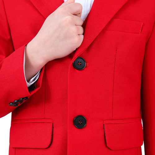 Boy's 3-Piece Notched Lapel Sylish Red Suit