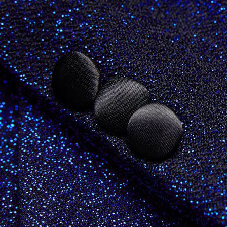 Boy's 3-Piece Navy Blue Sequin Suit Set