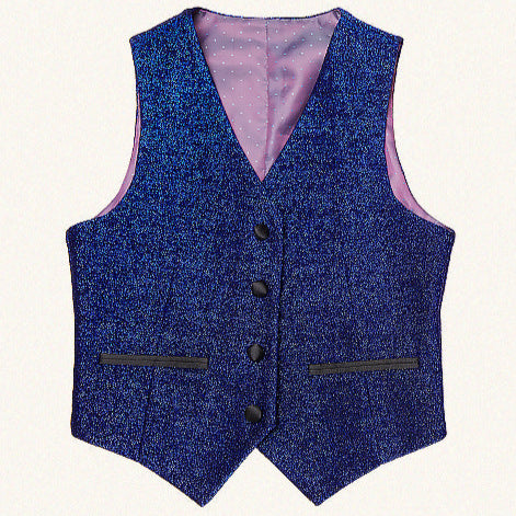 Boy's 3-Piece Navy Blue Sequin Suit Set