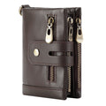 Genuine Leather RFID Zipper Coffee Wallet for Men