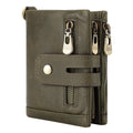 Genuine Leather RFID Zipper Green Wallet for Men