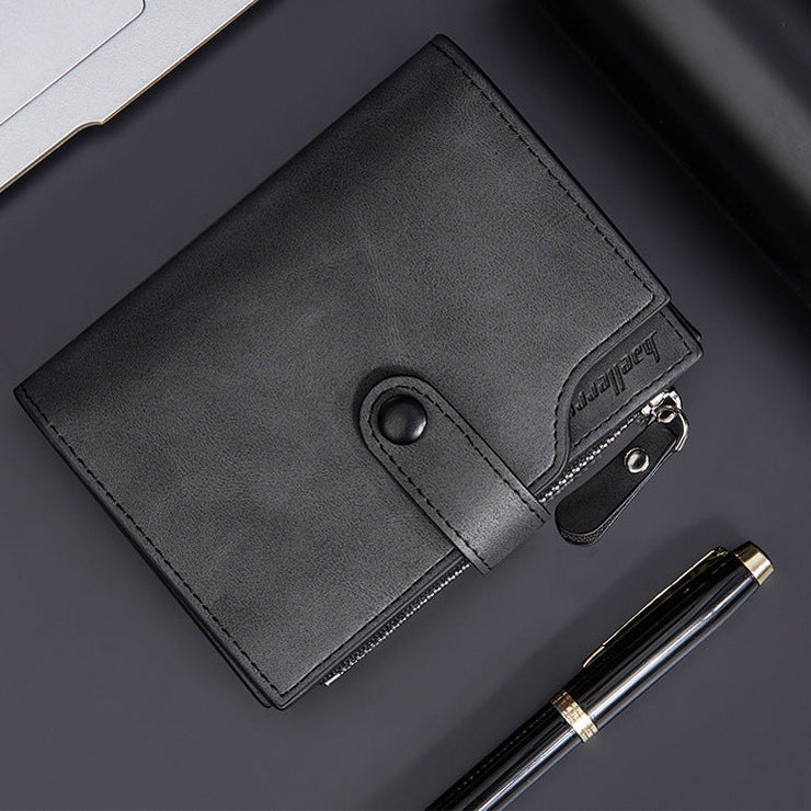 GOUNNU Men’s Leather Tri-Fold RFID Black Wallet