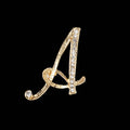 26 Letter Rhinestone Initial Brooch Pin Gold
