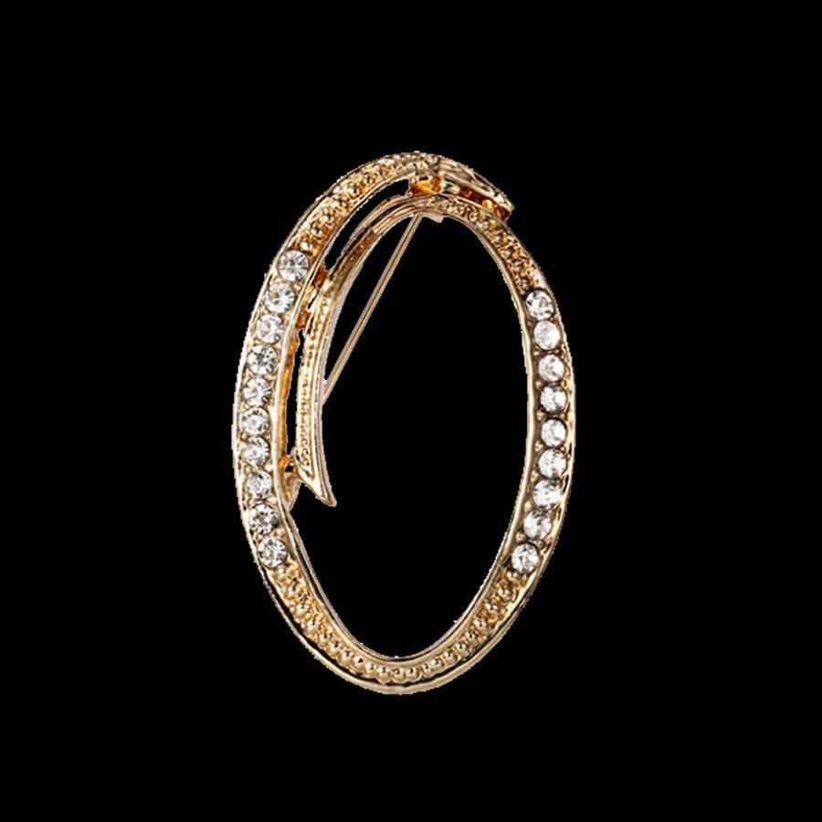 26 Letter Rhinestone Initial Brooch Pin Gold