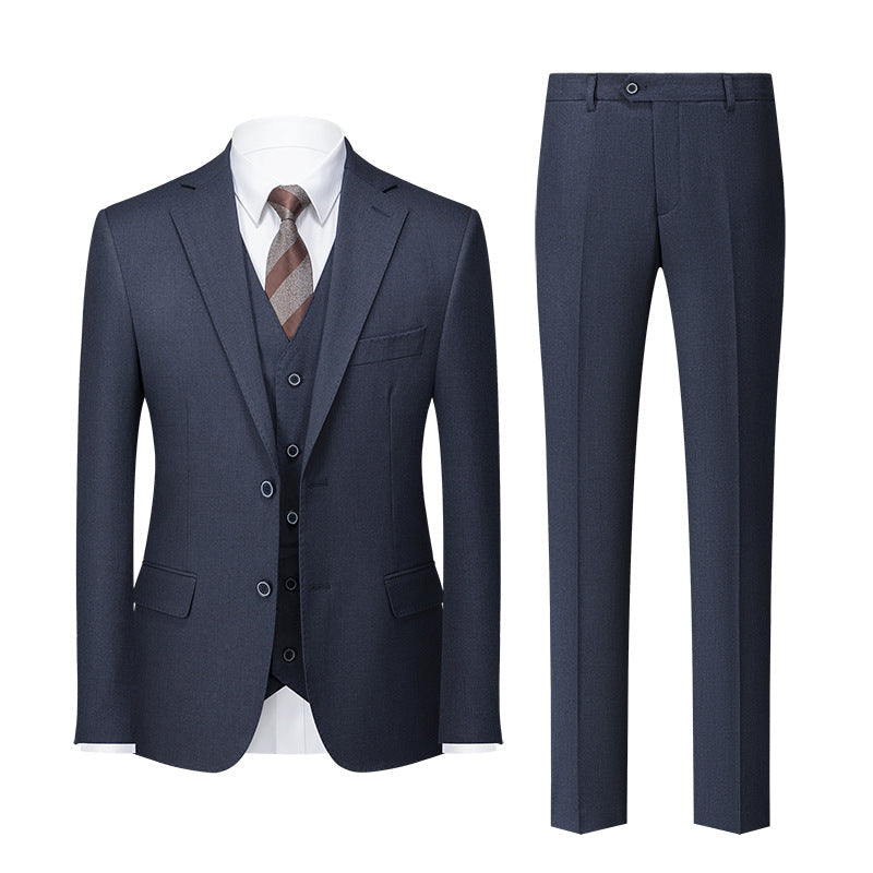 Men's 3-Piece Dark Blue Texture Suit Set