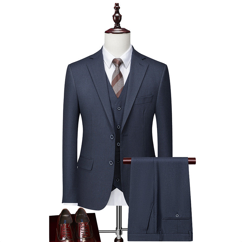 Men's 3-Piece Dark Blue Texture Suit Set
