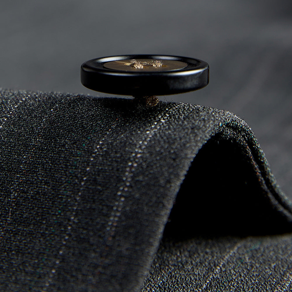 Men's Two-button Shadow Stripe Gray Dark 3-piece Suit