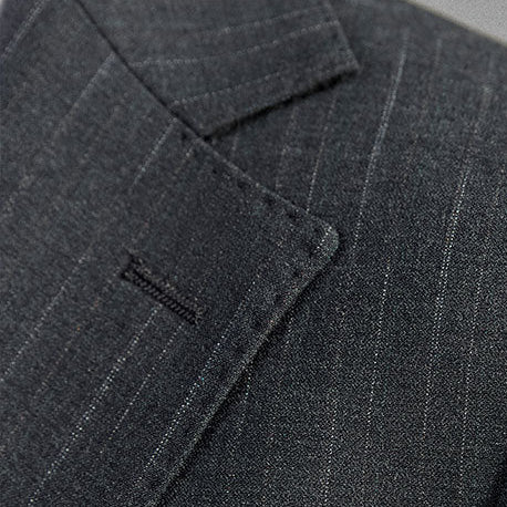 Men's Two-button Shadow Stripe Gray Dark 3-piece Suit