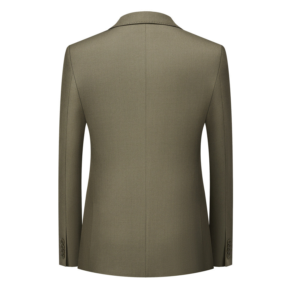 Men's 3-piece Barge Collar Olive Green Suit