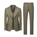 Men's 3-piece Barge Collar Olive Green Suit
