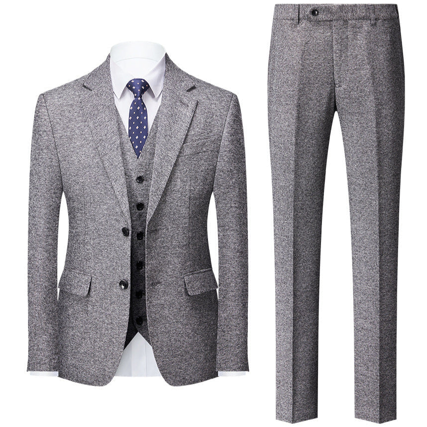 Men's 3-Piece Slim Fit Wool Blend Gray Suit