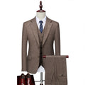 Men's 3-Piece Slim Fit Wool Blend Brown Suit