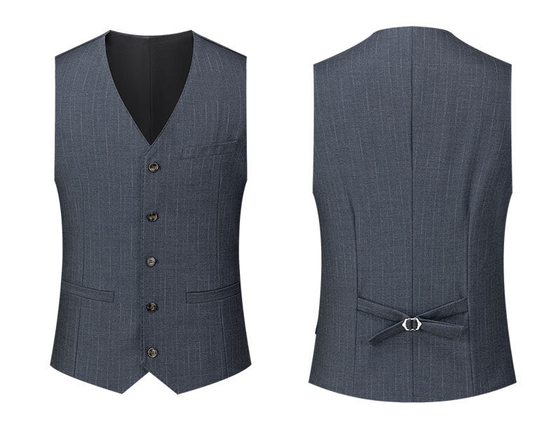 Men's 3-Piece Side Slit Dark Blue Suit
