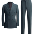 Men's 2-Piece Double-breasted Dark Green Texture Suit