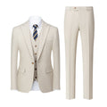 Men's 3-piece One Button Peak Lapel Beige Suit