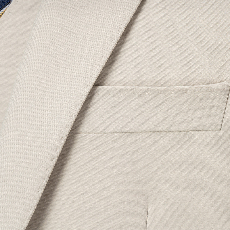 Men's 3-piece One Button Peak Lapel Beige Suit