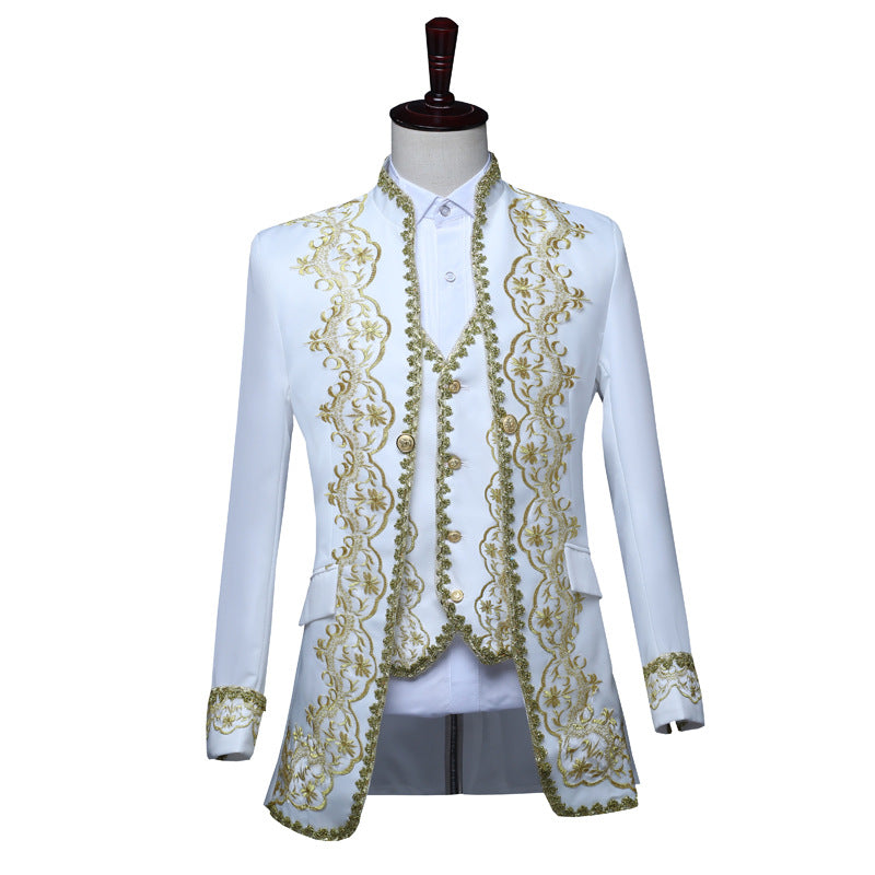 Men's 3-Piece White Vintage Court Performance Set with Gold Trim